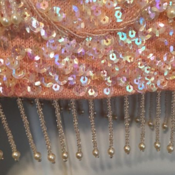 Vintage 1960's Fully Sequined and Beaded Pink Top - Picture 3 of 8